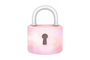 Pink padlock 3d rendering symbolizing digital security, data protection, privacy, and access control with a transparent background