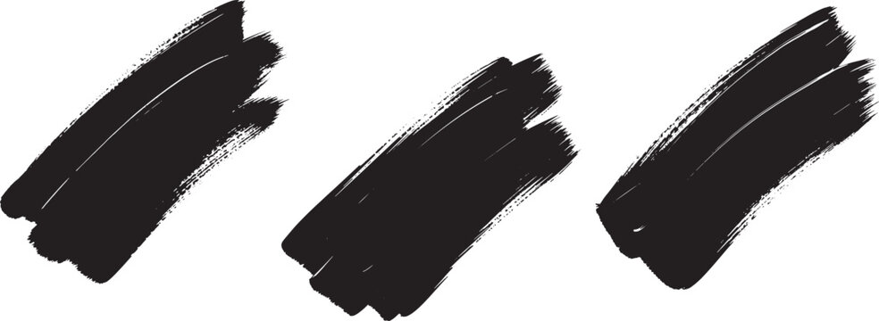 Three black brush strokes on