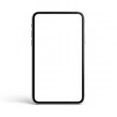 Contemporary mobile phone with an empty white display, ideal for showcasing app interfaces, website designs, or any digital content in a clean, professional mockup setting