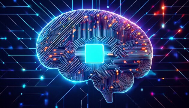 digital circuit brain artificial intelligence - Powered by Adobe