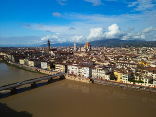 Florence city panorama, Italy - aerial drone view 