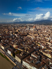 Florence city panorama, Italy - aerial drone view 
