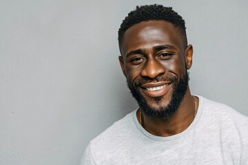 Obraz premium Smiling portrait of a handsome african american man with ample copy space for text or design