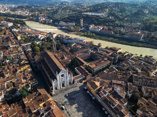 Florence city panorama, Italy - aerial drone view 