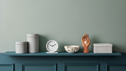 Home Decor Shelf Modern Objects Minimalist Green Blue Wall