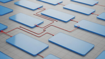 Data Network System Connectivity Blue Panels Grid Abstract