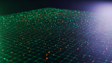 Digital Grid Technology Network Data Green Orange Purple Bokeh Abstract