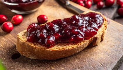 artisan homemade cranberry jam on rustic bread