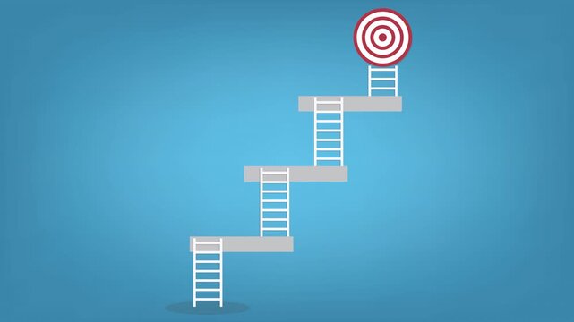 Path to achieve success and goals in business career. Achieving goals or objectives.