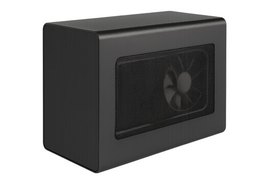 Black small form factor computer case transparent background