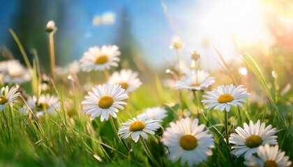 daisies in the grass on a sunny day