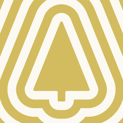 Rounded Concentric Christmas Tree Gold Background