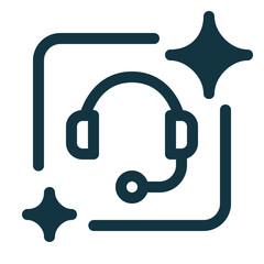 AI agent outline icon. Minimal line design representing artificial intelligence assistant, virtual agent, automation, smart technology, and digital communication concepts.