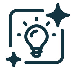 AI research and idea tool bulb icon. Minimal outline design representing artificial intelligence, innovation, creativity, brainstorming, digital technology, and smart ideas.