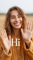 Celebrating friendship on say hi day with smiling friends waving and high fiving