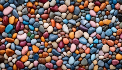a close up view of a gravel surface which appears to be made up of multicolored pebbles arranged in a way that resembles a patterned texture