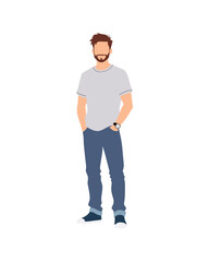 Flat vector people and illustration, man with casual outfit	