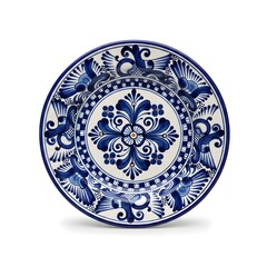 blue ceramic plate