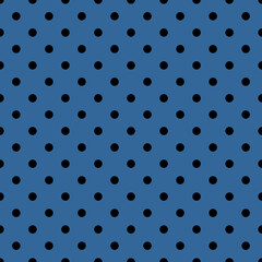 Seamless pattern with tile black polka dots on pastel blue background