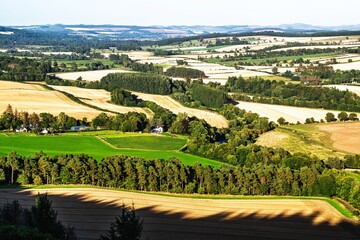 Obraz premium Scotish fields and farms, Southeast Scotland, UK