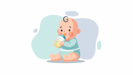 Adorable Baby Enjoying Milk from a Bottle with Contentment.