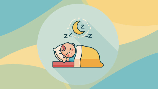 Cartoon illustration of a person sleeping soundly under the moon.