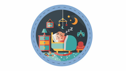 Illustration of a baby sleeping peacefully in a nursery.