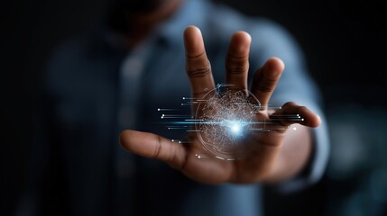 Faceless human and AI interaction display digital age technology concept artificial intelligence robotics human machine collaboration interface intelligent automation system