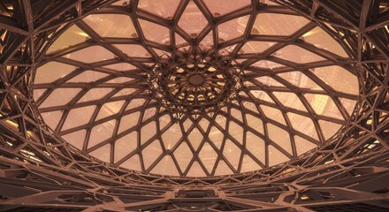 Intricate, geometric dome ceiling.  Vast, open space