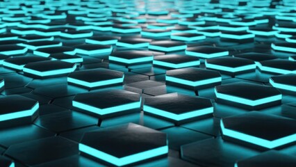 Glowing cyan hexagonal pattern abstract digital background texture