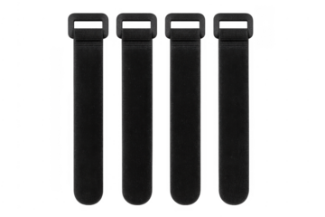Black reusable hook and loop cable straps managing wires