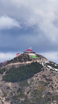 Cerro Otto In San Carlos De Bariloche Rio Negro Argentina. Breathtaking Aerial View Of Time Lapse Drone Footage. Outdoor Travel Destination Patagonia Glacier. Discover Patagonia Aerial View Floresta.