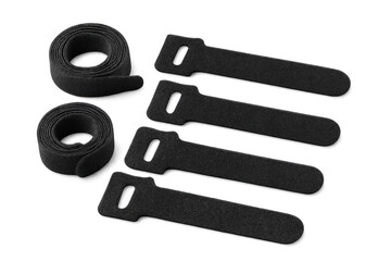 Black hook and loop cable ties and reusable securing straps