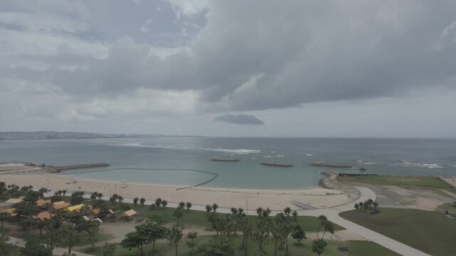 Quiet empty beach in Chatan, Okinawa
