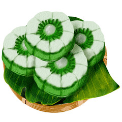 Kue Putu Ayu Indonesian traditional cake watercolor illustration
