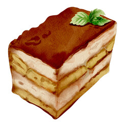 Tiramisu watercolor illustration