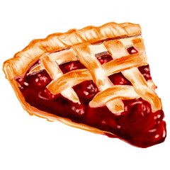 Cherry pie watercolor illustration