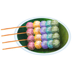 Kue Cenil Indonesian traditional cake watercolor illustration