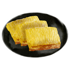 Kue bika ambon Indonesian traditional cake watercolor illustration