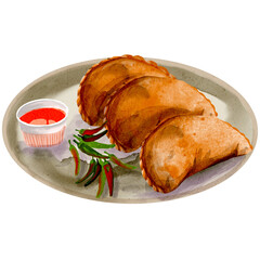 Kue Pastel Indonesian traditional cake watercolor illustration