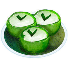 Kue nona manis Indonesian traditional cake watercolor illustration