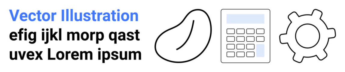 Education, mathematics, technology, engineering, business, design. A bean shape, calculator and gear icon in a minimal style. Mathematics and technology concept