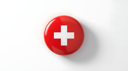 Healthcare Assistance Symbol in Red Circular Button
