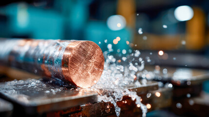 Sparks and droplets dance as copper meets water in a vibrant workshop filled with energy