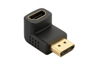 Hdmi right angle adapter on a transparent background