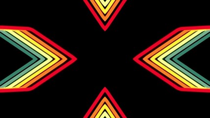 Retro loop able animation with lines in vintage color palette change position on black background