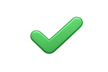 Green check mark 3d rendering indicating success, approval, completion, correct choice, and agreement