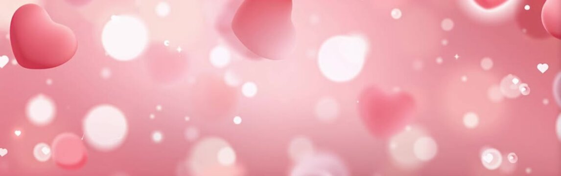 valentine's day banner template design with a pink color scheme, featuring a heart and bokeh lights background with space for text Generative AI
