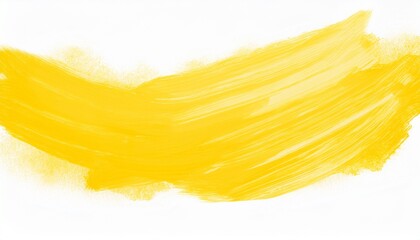 yellow stroke of watercolor paint brush on white background