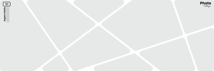 Wide landscape 3:1 abstract photo collage frame layout for creative boards